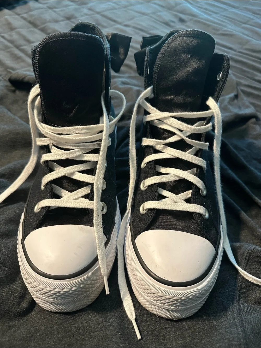 Converse Platform High Tops with Satin Bow